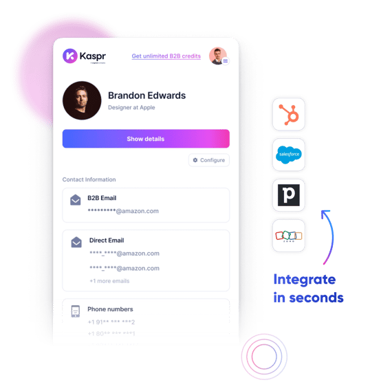 Graphic to show integrating apps with Kaspr LinkedIn Chrome Extension